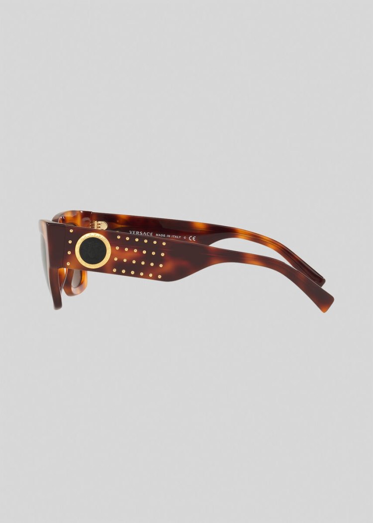 Versace Havana Medusa Ares Temple Stud γυαλια ηλιου γυναικεια καφε | KM63VL9