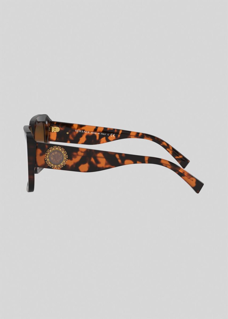 Versace Havana Medusa Crystal Jewel γυαλια ηλιου γυναικεια καφε | HQ0S6N2