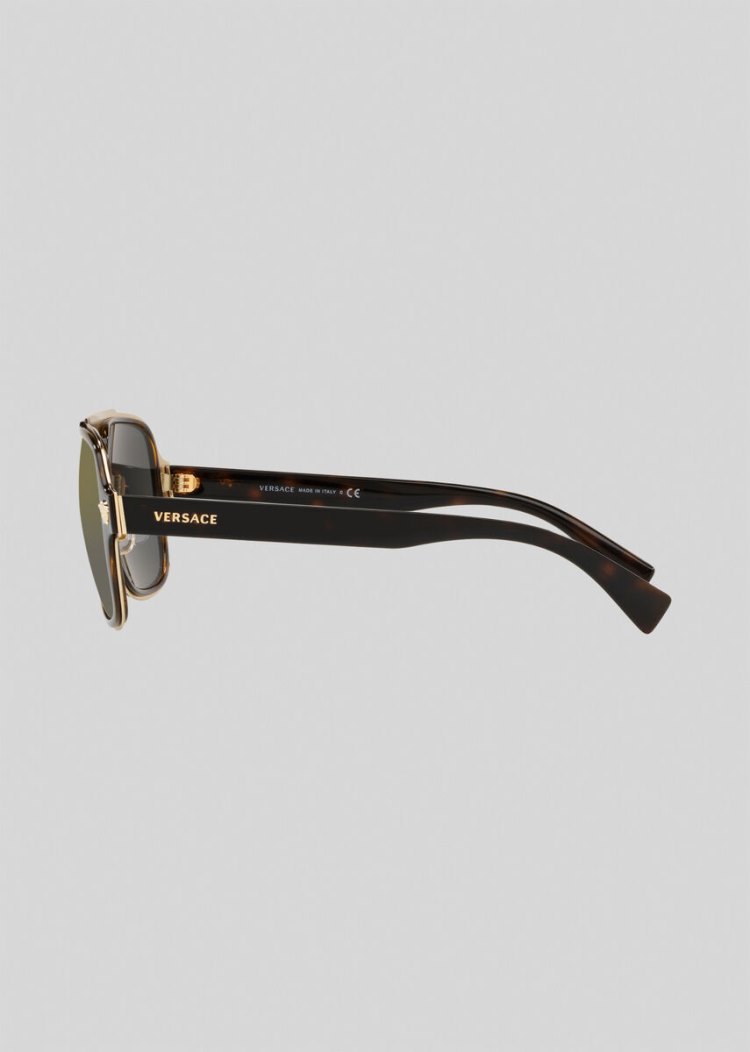 Versace Havana Medusa Retro Charm γυαλια ηλιου ανδρικα καφε | GSZXAUQ