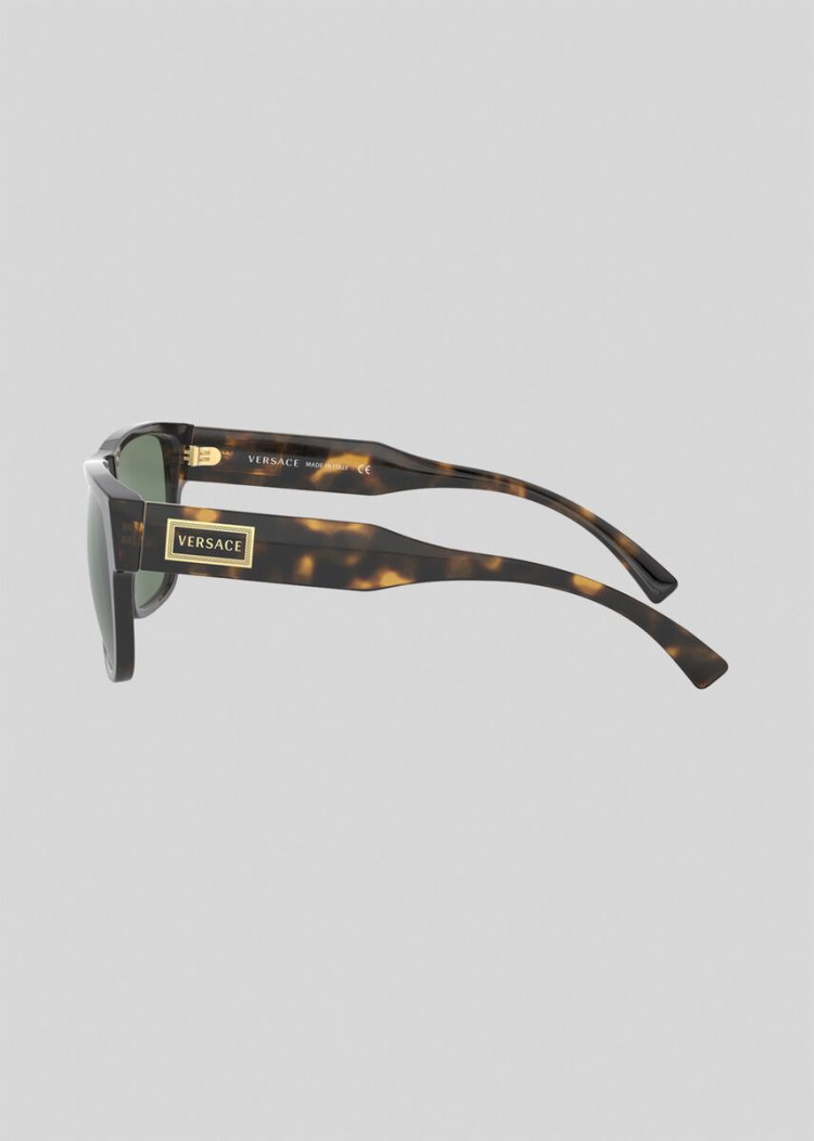 Versace Havana Square 90s Vintage Logo γυαλια ηλιου ανδρικα καφε | J8TLUFZ