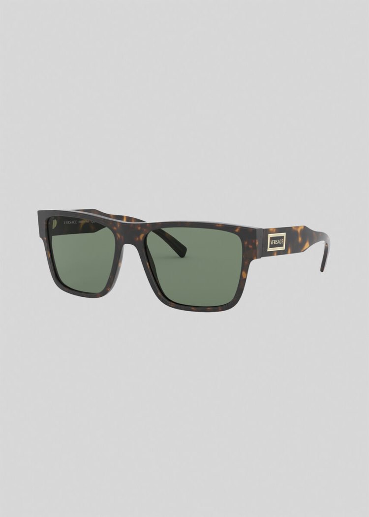 Versace Havana Square 90s Vintage Logo γυαλια ηλιου ανδρικα καφε | J8TLUFZ