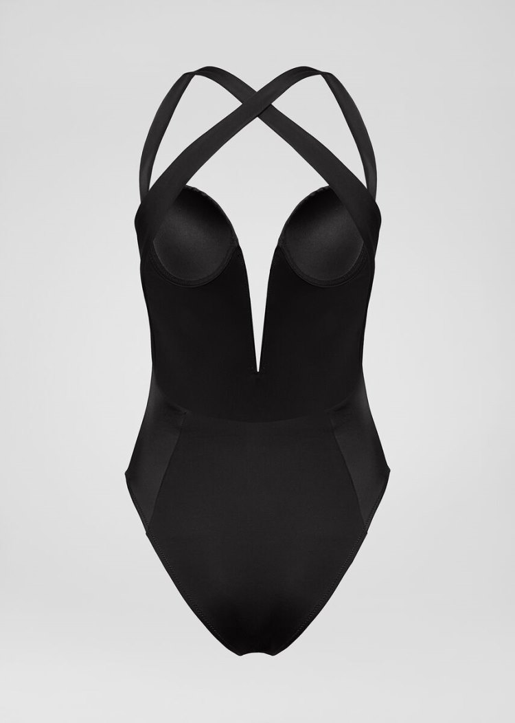 Versace Heritage Neckline One-Piece Swimsuit μαγιό γυναικεια μαυρα | HAU4O8D