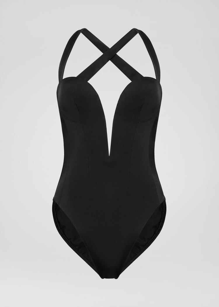 Versace Heritage Neckline One-Piece Swimsuit μαγιό γυναικεια μαυρα | HAU4O8D