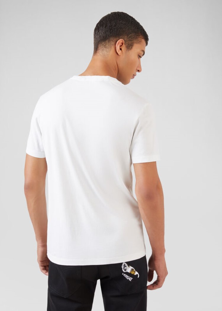 Versace Home Signature Logo T Shirt μπλουζακια ανδρικα ασπρα | FOEGFXB