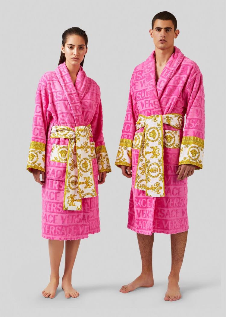 Versace I ♡ Baroque Bathrobe Μπουρνούζια ανδρικα ροζ | 39ENBNZ