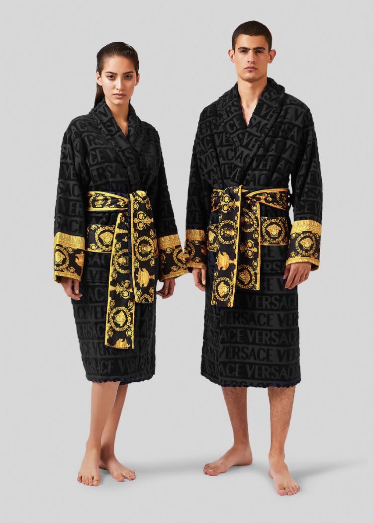 Versace I ♡ Baroque Bathrobe Μπουρνούζια ανδρικα μαυρα | 485U443
