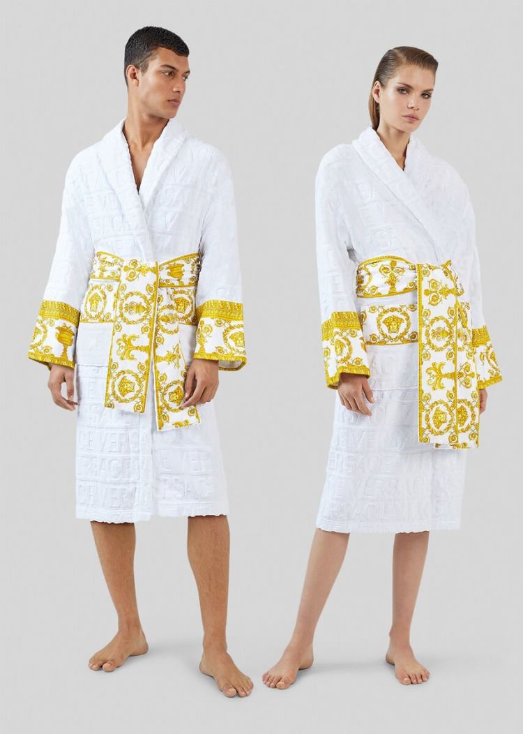 Versace I ♡ Baroque Bathrobe Μπουρνούζια ανδρικα ασπρα | KUD4Q1Q