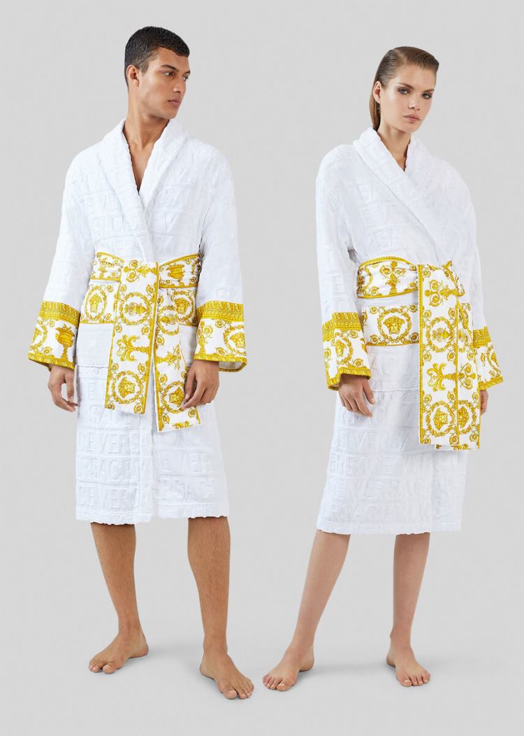 Versace I ♡ Baroque Bathrobe Μπουρνούζια γυναικεια ασπρα | UMCXNZ3