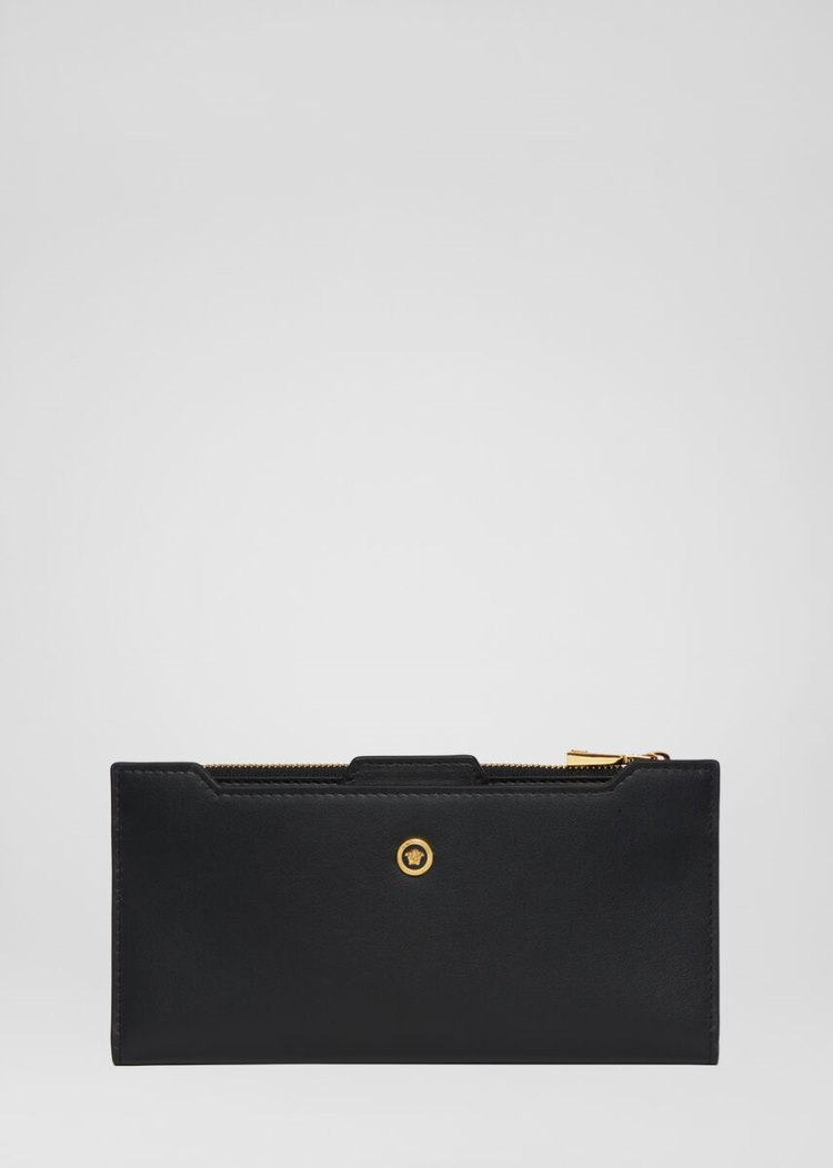 Versace Icon Long Bifold Wallet πορτοφολια ανδρικα μαυρα | VS73I2U