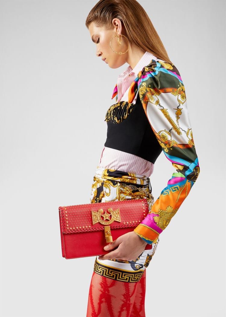 Versace Icon Western Clutch Bag τσάντα clutch γυναικεια κοκκινα χρυσο χρωμα | 8PGZDKX