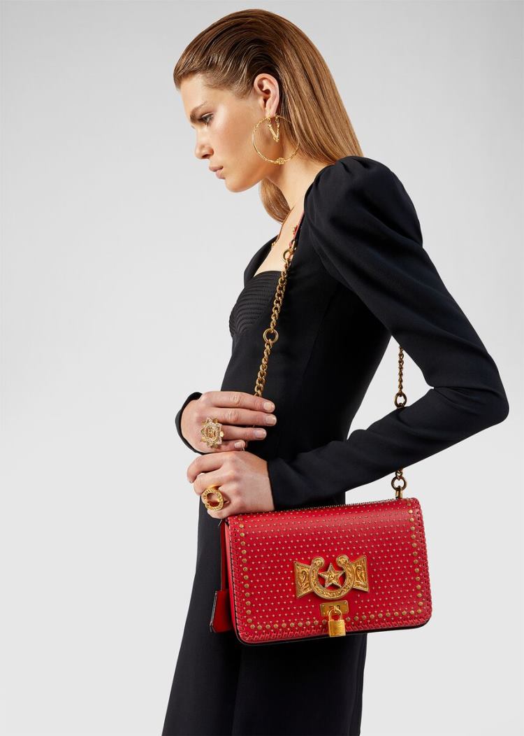 Versace Icon Western Shoulder Bag Icon Bag γυναικεια κοκκινα χρυσο χρωμα | 7LJA5M7