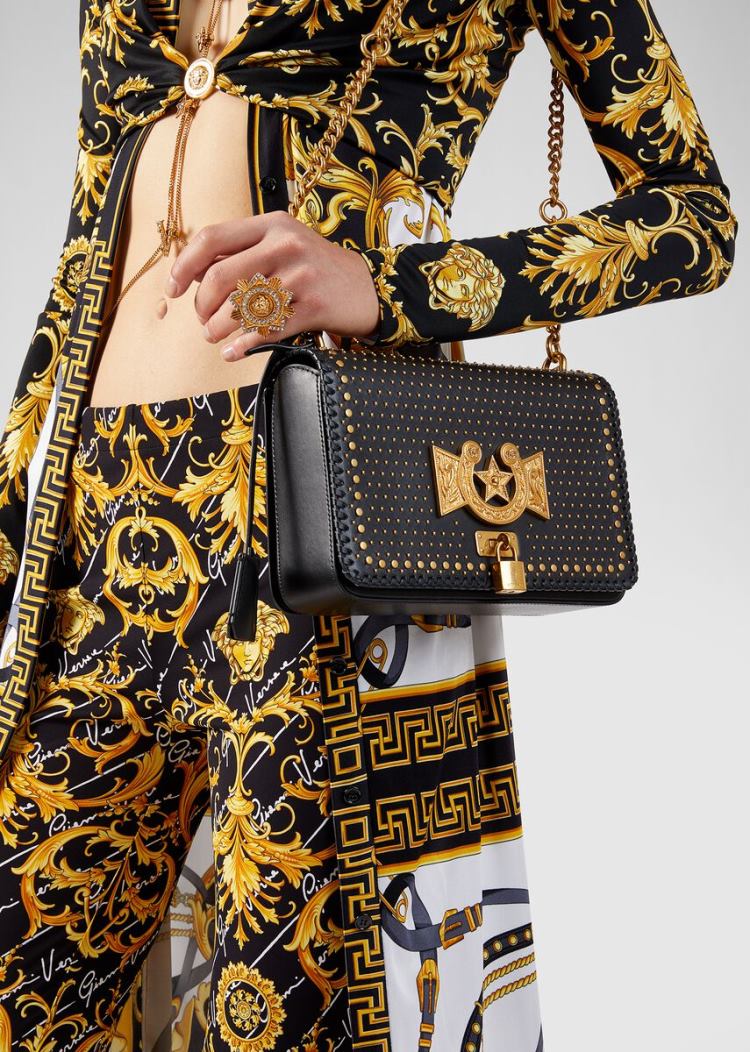 Versace Icon Western Shoulder Bag Icon Bag γυναικεια μαυρα | 8EPOMT5