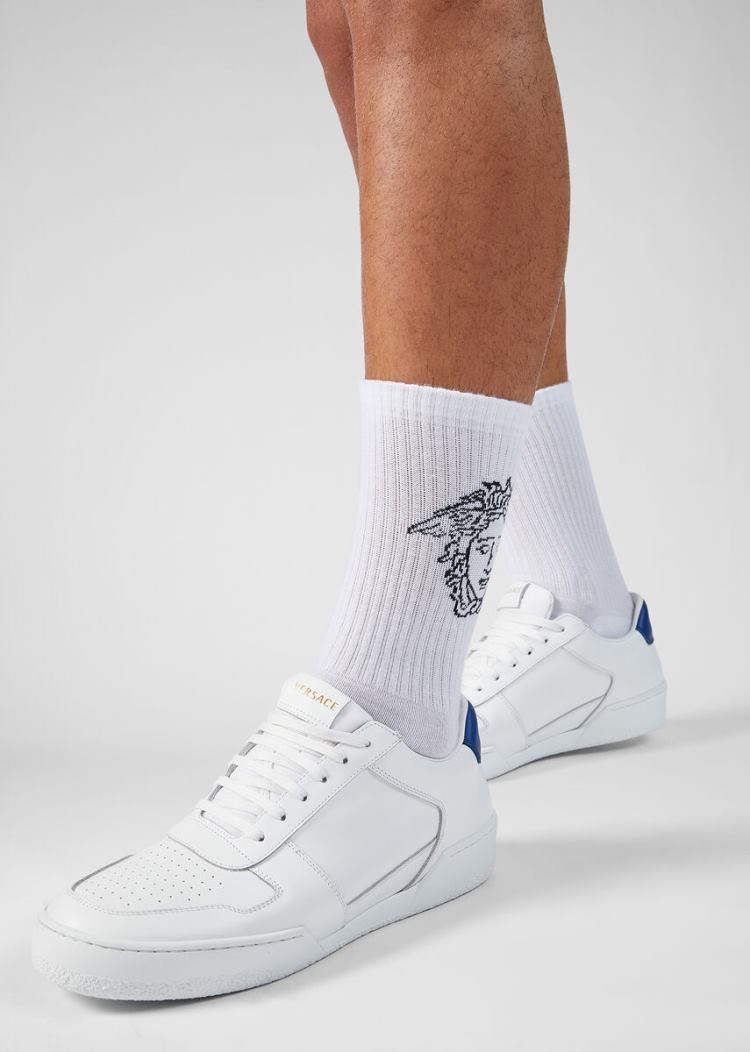 Versace Ilus Trainers αθλητικα ανδρικα ασπρα μπλε | YAX2PN5