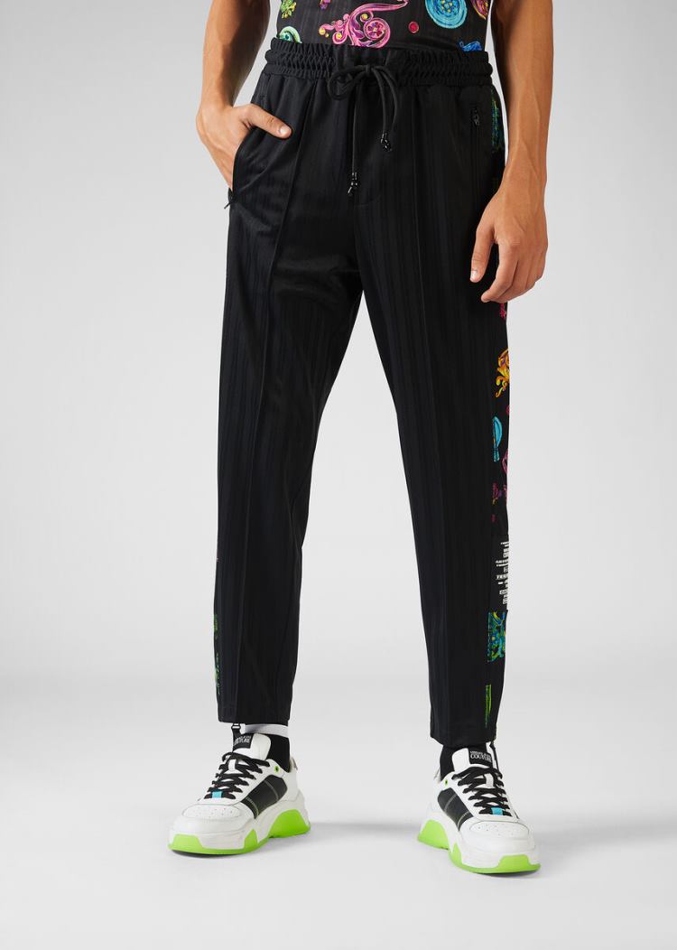Versace Jeans Couture Baroque Jewels Motif Trousers παντελόνι Jeans Couture μαυρα | 4RXHY9I