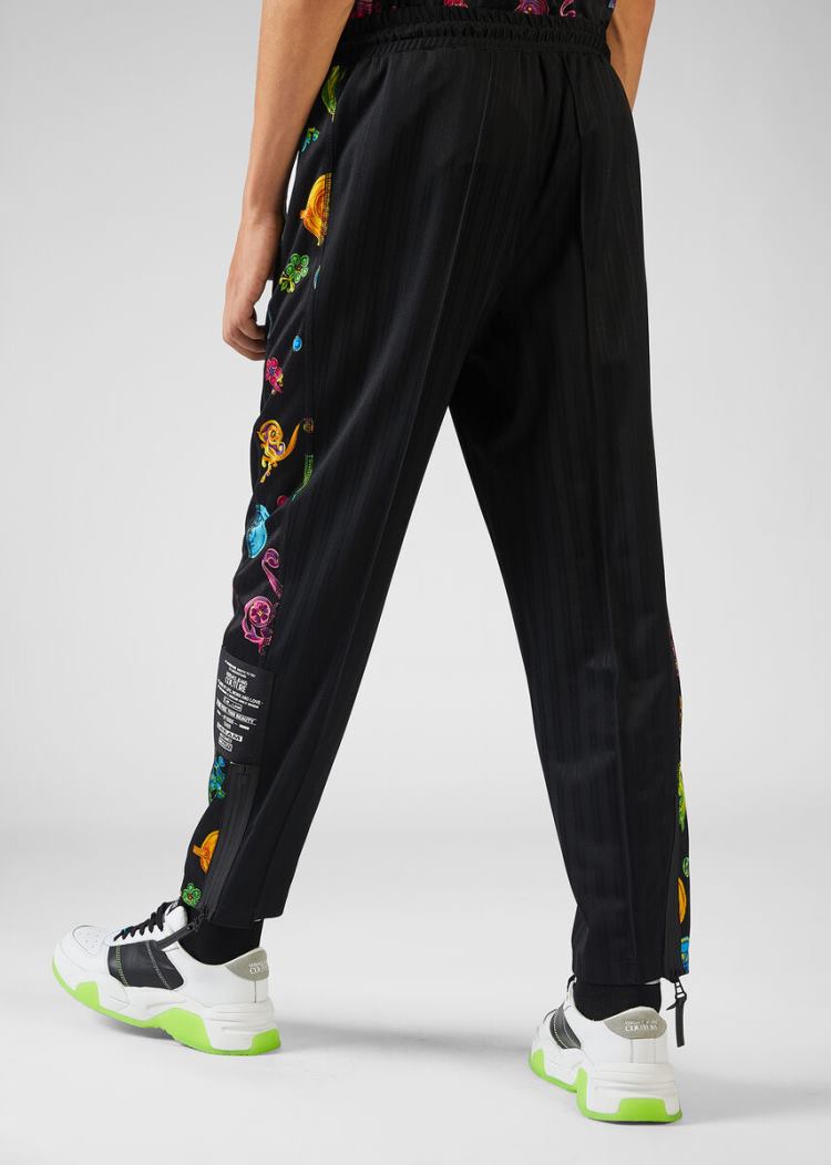 Versace Jeans Couture Baroque Jewels Motif Trousers παντελόνι Jeans Couture μαυρα | 4RXHY9I