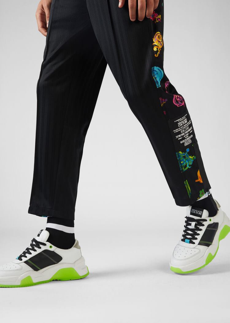 Versace Jeans Couture Baroque Jewels Motif Trousers παντελόνι Jeans Couture μαυρα | 4RXHY9I