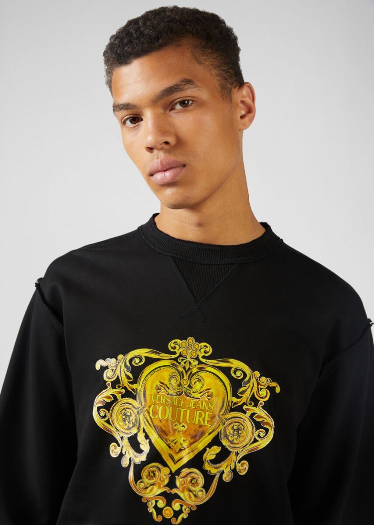 Versace Jeans Couture Baroque Jewels Print Sweatshirt Φούτερ Jeans Couture μαυρα | 096FSQ7