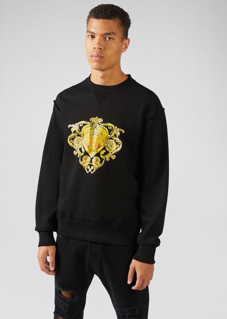 Versace Jeans Couture Baroque Jewels Print Sweatshirt Φούτερ Jeans Couture μαυρα | 096FSQ7