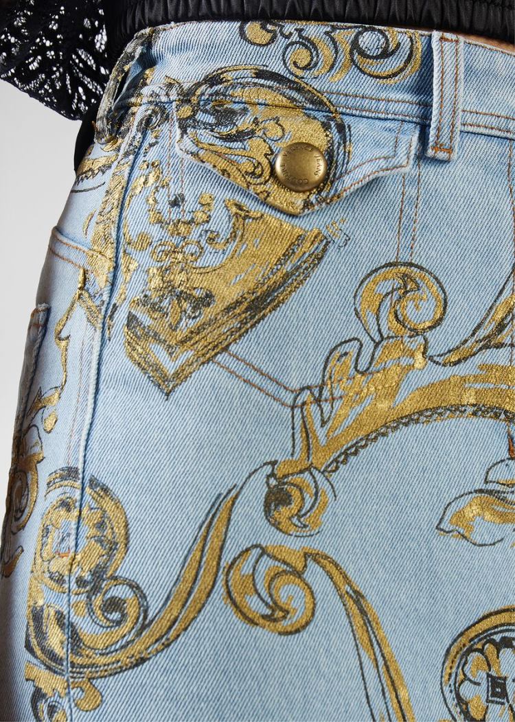 Versace Jeans Couture Baroque Motif Denim Skirt φουστεσ Jeans Couture μπλε | SDXSNPO