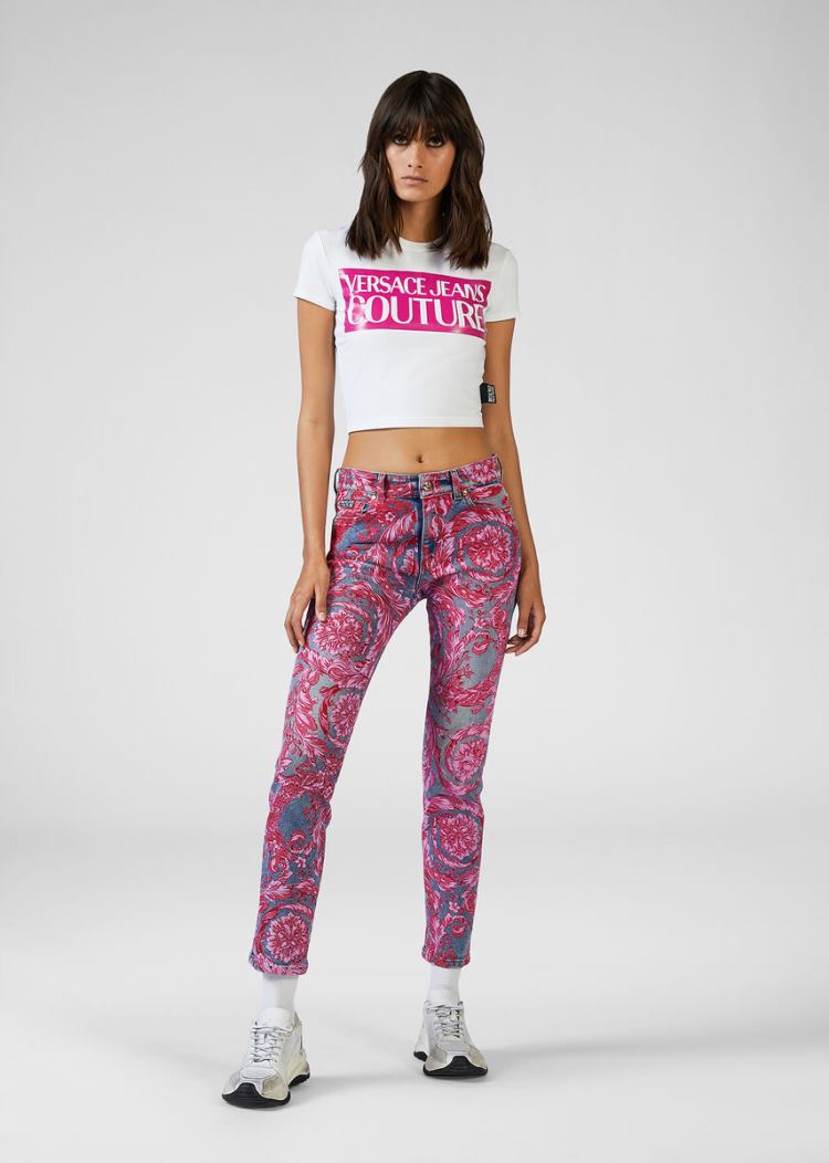 Versace Jeans Couture Baroque Print Jeans τζιν παντελονι Jeans Couture μπλε | ZH76O74