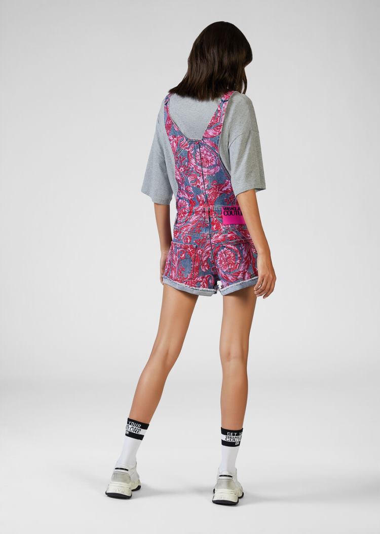 Versace Jeans Couture Baroque Print Overall παντελόνι Jeans Couture μπλε | KS899B3