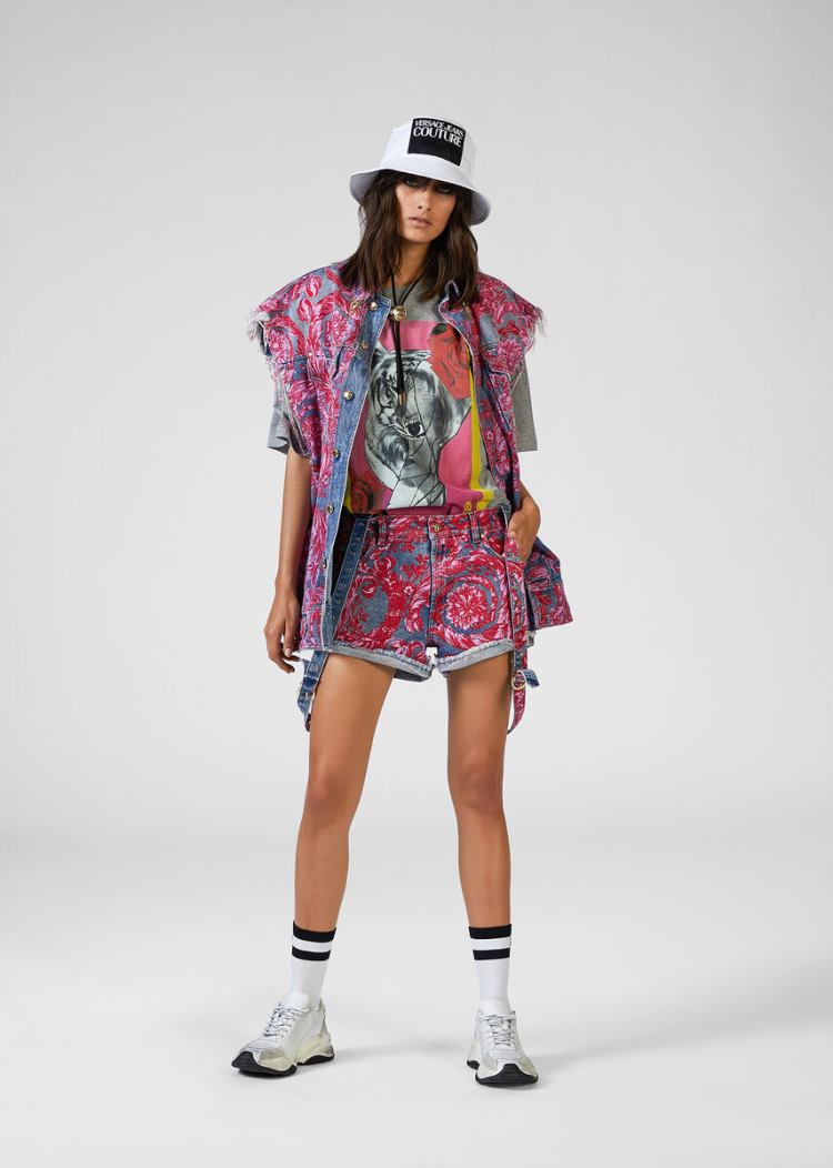 Versace Jeans Couture Baroque Print Overall παντελόνι Jeans Couture μπλε | KS899B3