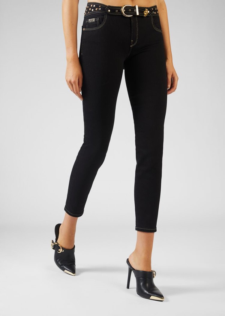 Versace Jeans Couture Belt Accent Jeans τζιν παντελονι Jeans Couture μαυρα | OTJGT5W