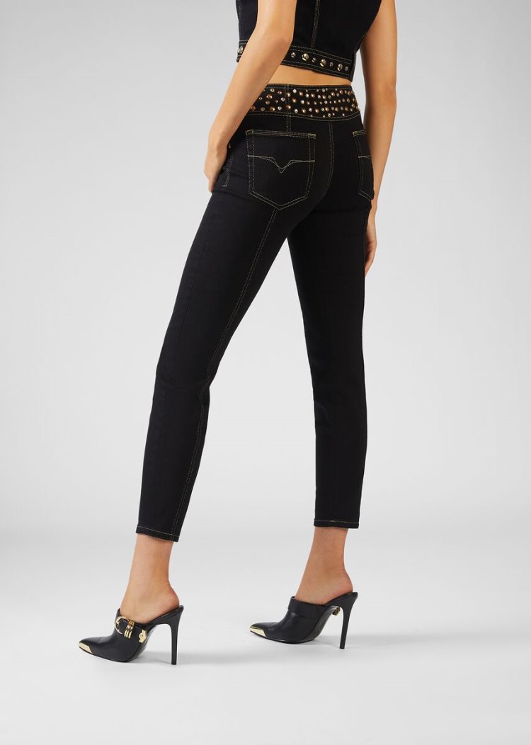 Versace Jeans Couture Belt Accent Jeans τζιν παντελονι Jeans Couture μαυρα | OTJGT5W