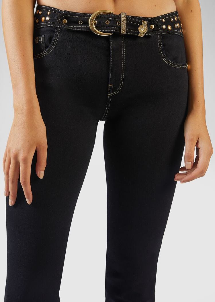 Versace Jeans Couture Belt Accent Jeans τζιν παντελονι Jeans Couture μαυρα | OTJGT5W