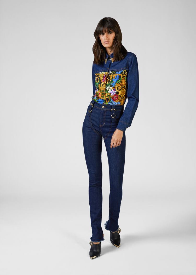 Versace Jeans Couture Belt Detail Jeans τζιν παντελονι Jeans Couture μπλε | YQHQDDM