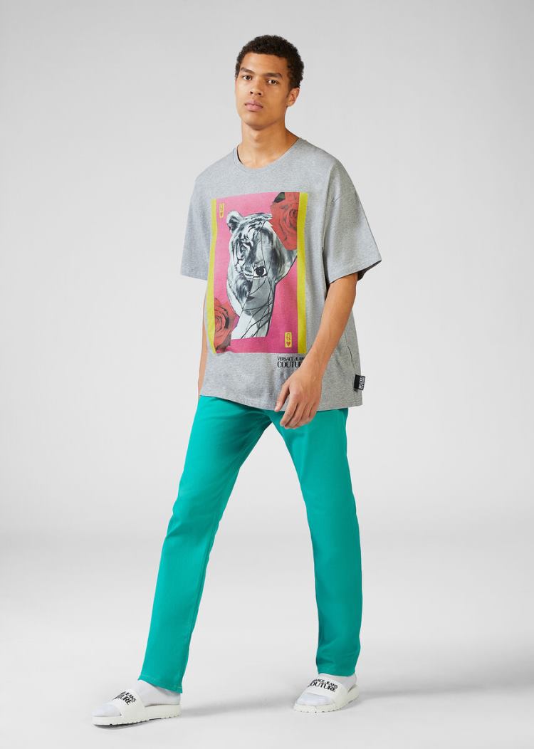 Versace Jeans Couture Collage Capsule CollectionT Shirt μπλουζακια Jeans Couture γκρι | 8FB3VUI