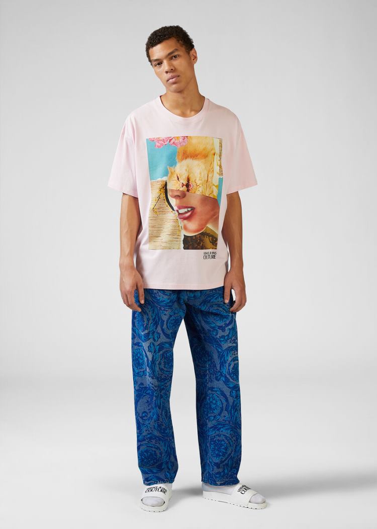 Versace Jeans Couture Collage Capsule CollectionT Shirt μπλουζακια Jeans Couture ροζ | Q1XF0H9