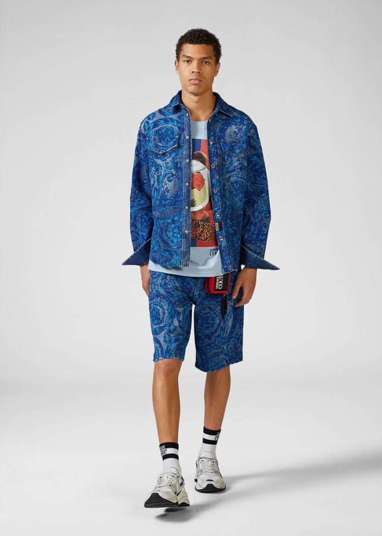 Versace Jeans Couture Collage Capsule CollectionT Shirt μπλουζακια Jeans Couture μπλε | RVAC2QN