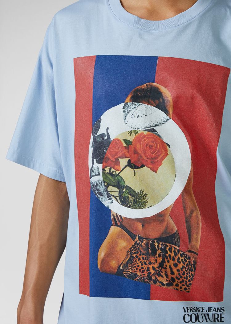 Versace Jeans Couture Collage Capsule CollectionT Shirt μπλουζακια Jeans Couture μπλε | RVAC2QN