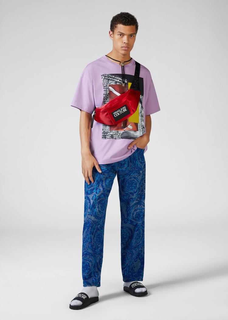 Versace Jeans Couture Collage Capsule συλλογη T Shirt μπλουζακια Jeans Couture μωβ | 08HTE82