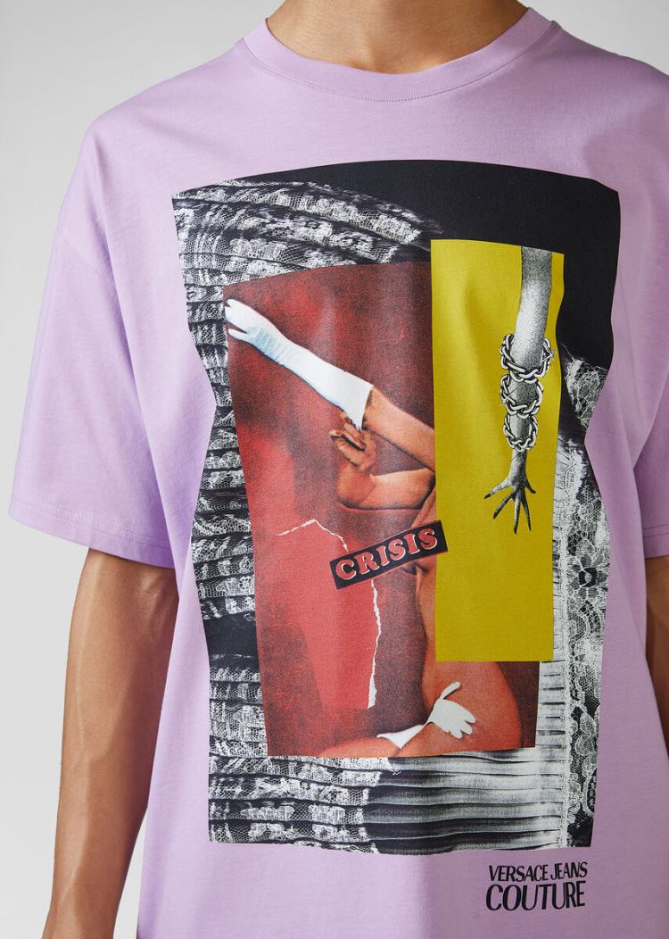 Versace Jeans Couture Collage Capsule συλλογη T Shirt μπλουζακια Jeans Couture μωβ | 08HTE82