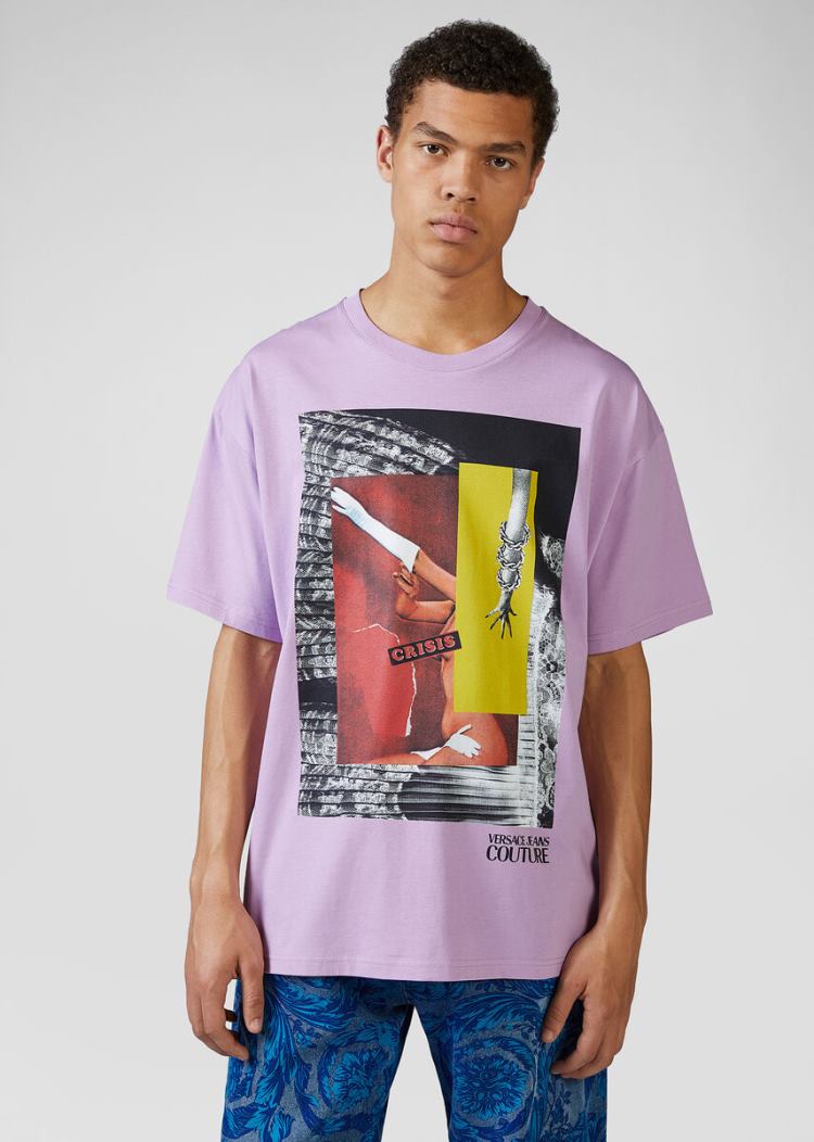 Versace Jeans Couture Collage Capsule συλλογη T Shirt μπλουζακια Jeans Couture μωβ | 08HTE82