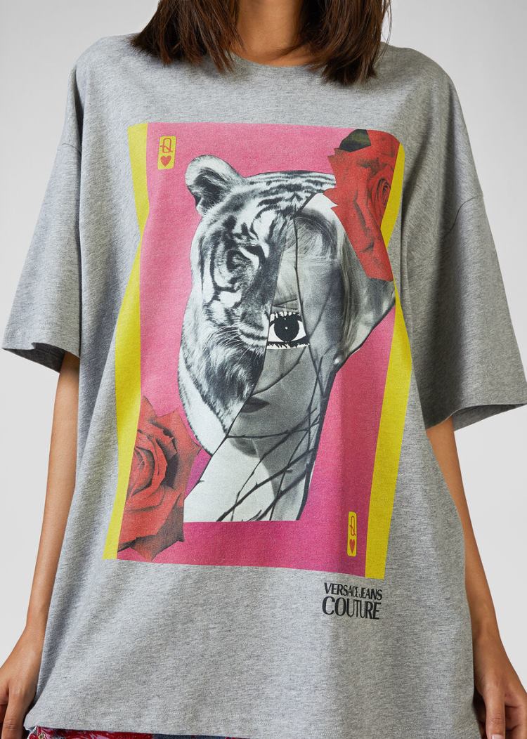 Versace Jeans Couture Collage Capsule συλλογη T Shirt μπλουζακια Jeans Couture γκρι | 45BMF0J