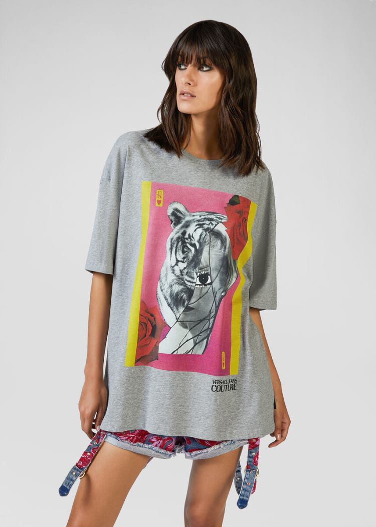 Versace Jeans Couture Collage Capsule συλλογη T Shirt μπλουζακια Jeans Couture γκρι | 45BMF0J