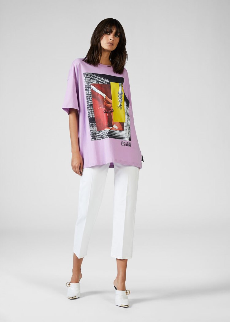 Versace Jeans Couture Collage Capsule συλλογη T Shirt μπλουζακια Jeans Couture μωβ | 4C7RNRF