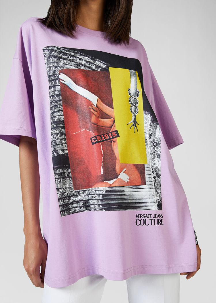 Versace Jeans Couture Collage Capsule συλλογη T Shirt μπλουζακια Jeans Couture μωβ | 4C7RNRF