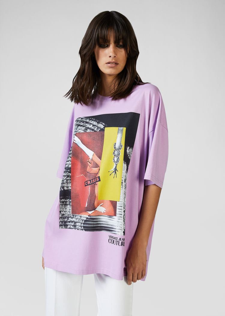 Versace Jeans Couture Collage Capsule συλλογη T Shirt μπλουζακια Jeans Couture μωβ | 4C7RNRF