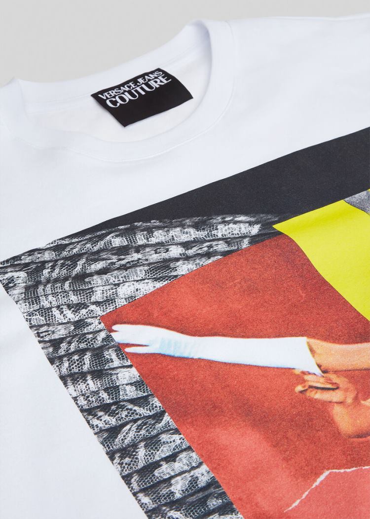 Versace Jeans Couture Collage Capsule συλλογη T Shirt μπλουζακια Jeans Couture ασπρα | BGGOPHO