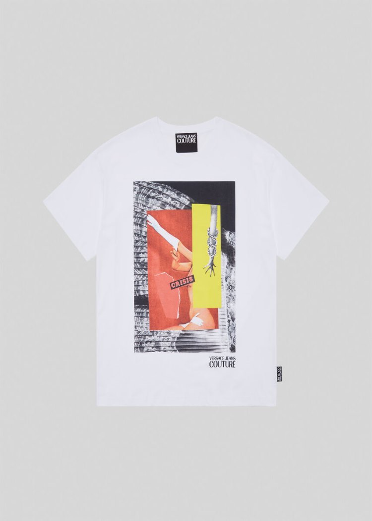 Versace Jeans Couture Collage Capsule συλλογη T Shirt μπλουζακια Jeans Couture ασπρα | BGGOPHO