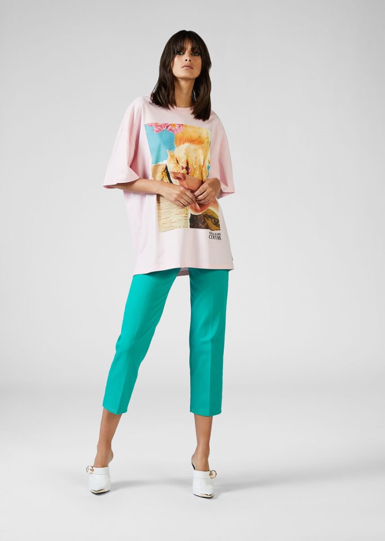 Versace Jeans Couture Collage Capsule συλλογη T Shirt μπλουζακια Jeans Couture ροζ | KE4PJ2A