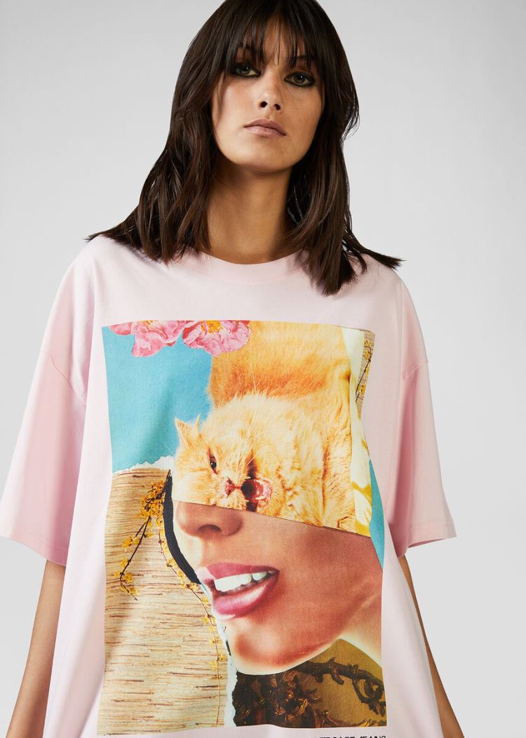 Versace Jeans Couture Collage Capsule συλλογη T Shirt μπλουζακια Jeans Couture ροζ | KE4PJ2A