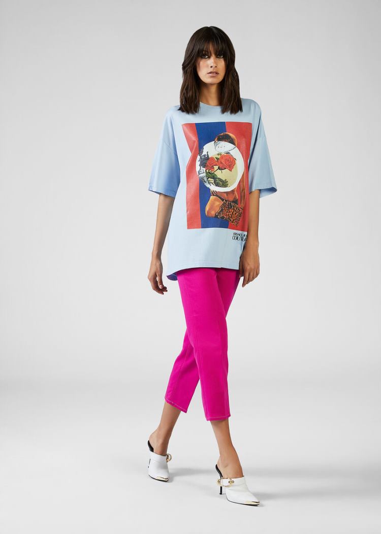 Versace Jeans Couture Collage Capsule συλλογη T Shirt μπλουζακια Jeans Couture μπλε | RHPAWN1