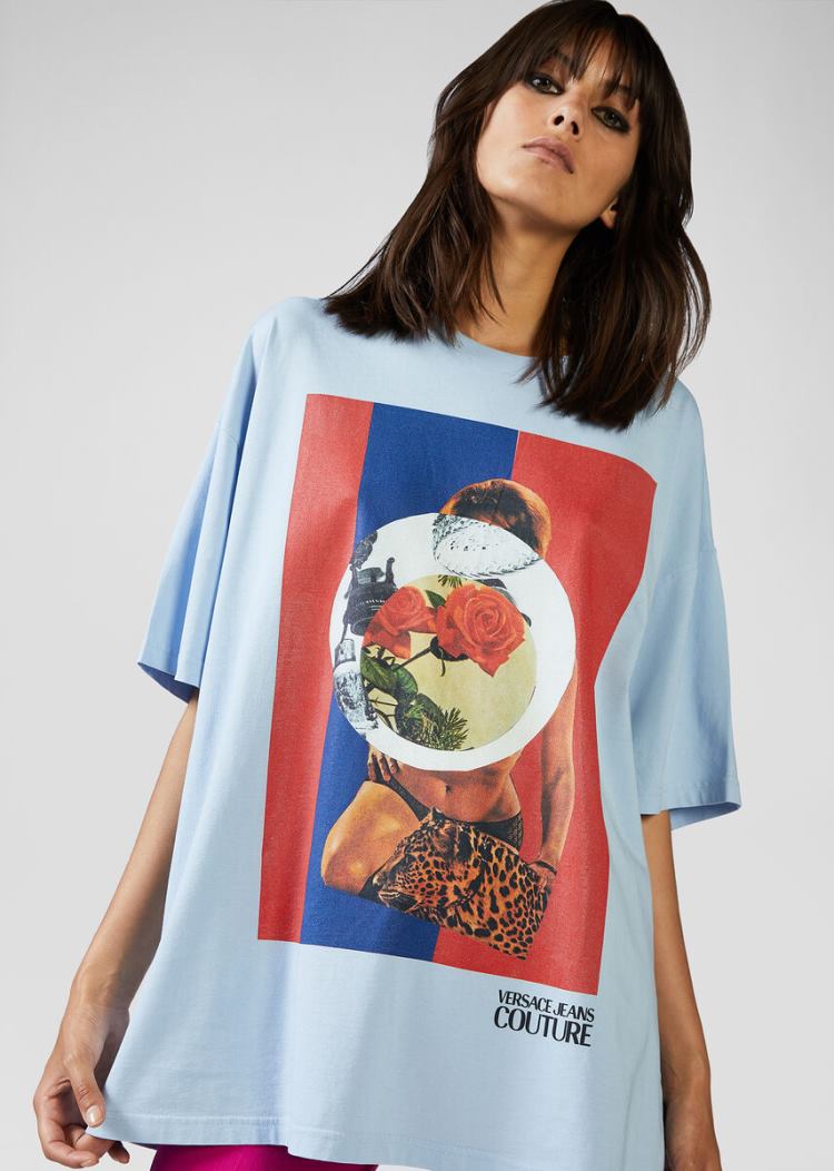 Versace Jeans Couture Collage Capsule συλλογη T Shirt μπλουζακια Jeans Couture μπλε | RHPAWN1