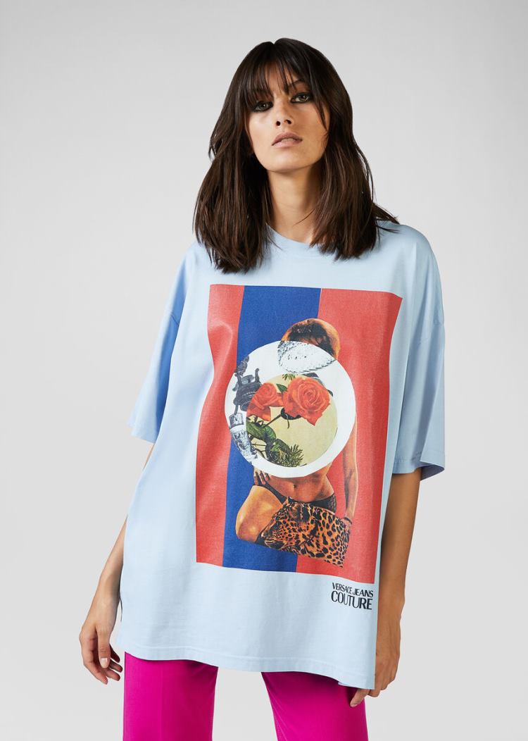 Versace Jeans Couture Collage Capsule συλλογη T Shirt μπλουζακια Jeans Couture μπλε | RHPAWN1