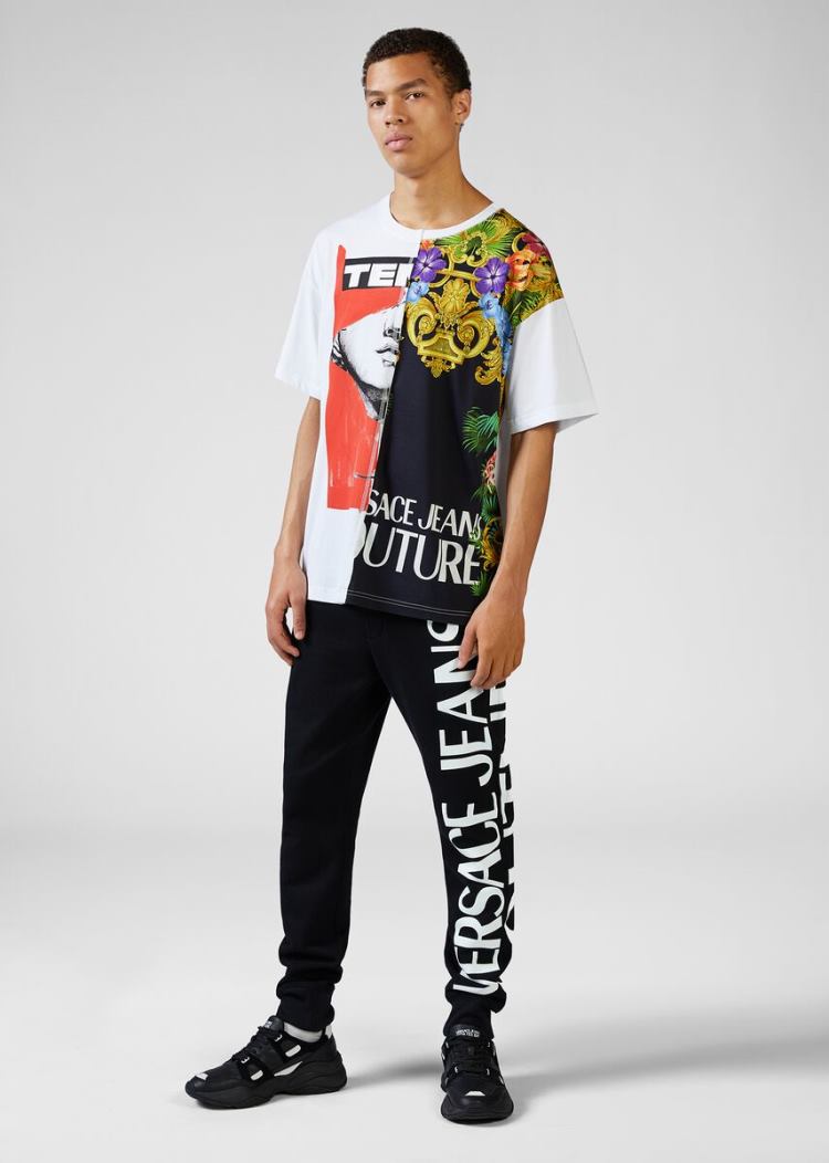 Versace Jeans Couture Contrast Color Logo Trackpants παντελόνι Jeans Couture μαυρα | VAMV0D1